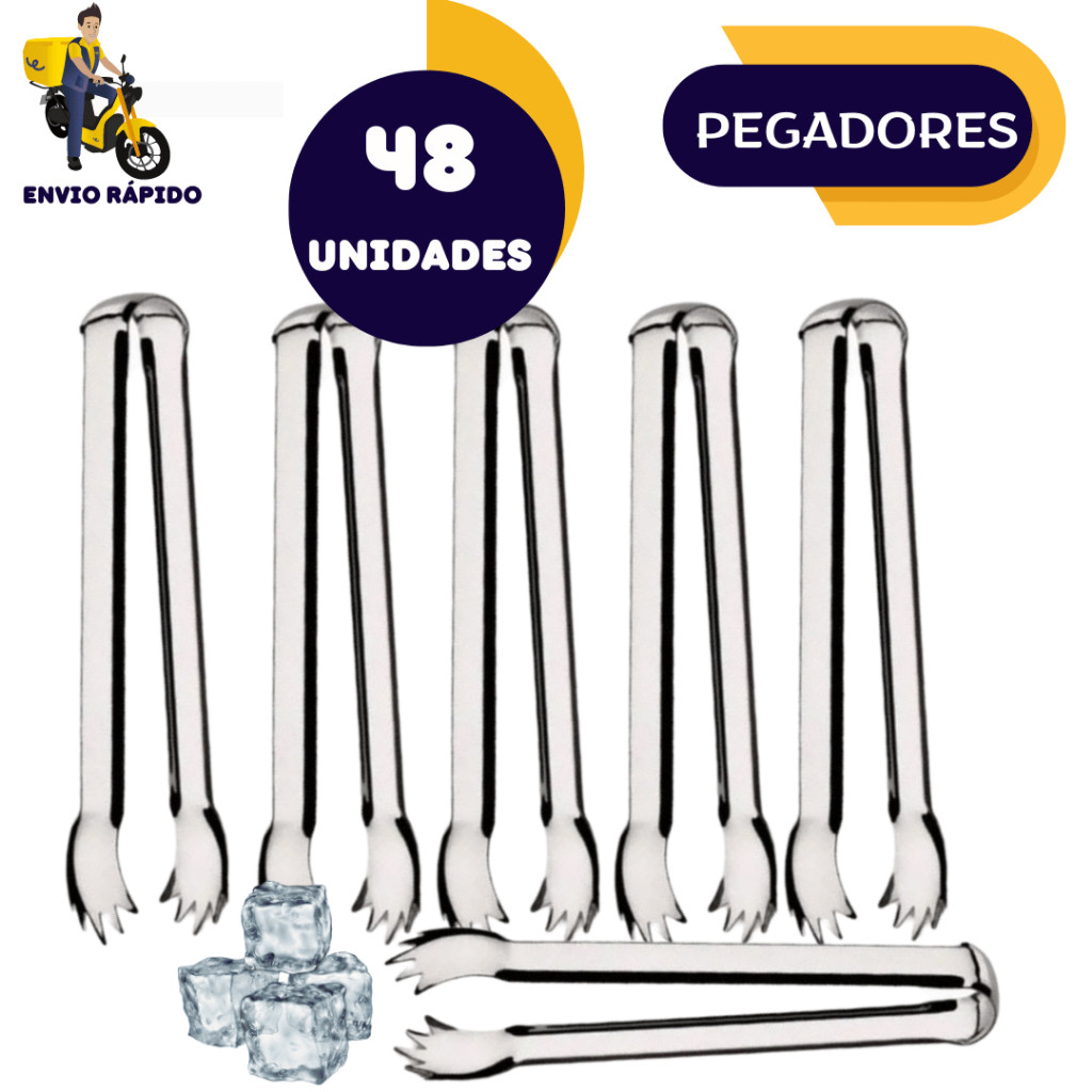 Kit 48 Pegadores de Gelo Pegador de Churrasco  Pegador de Gelo Frios Frutas Jogo 48 Peças Churrascaria Pizzarias Restaur