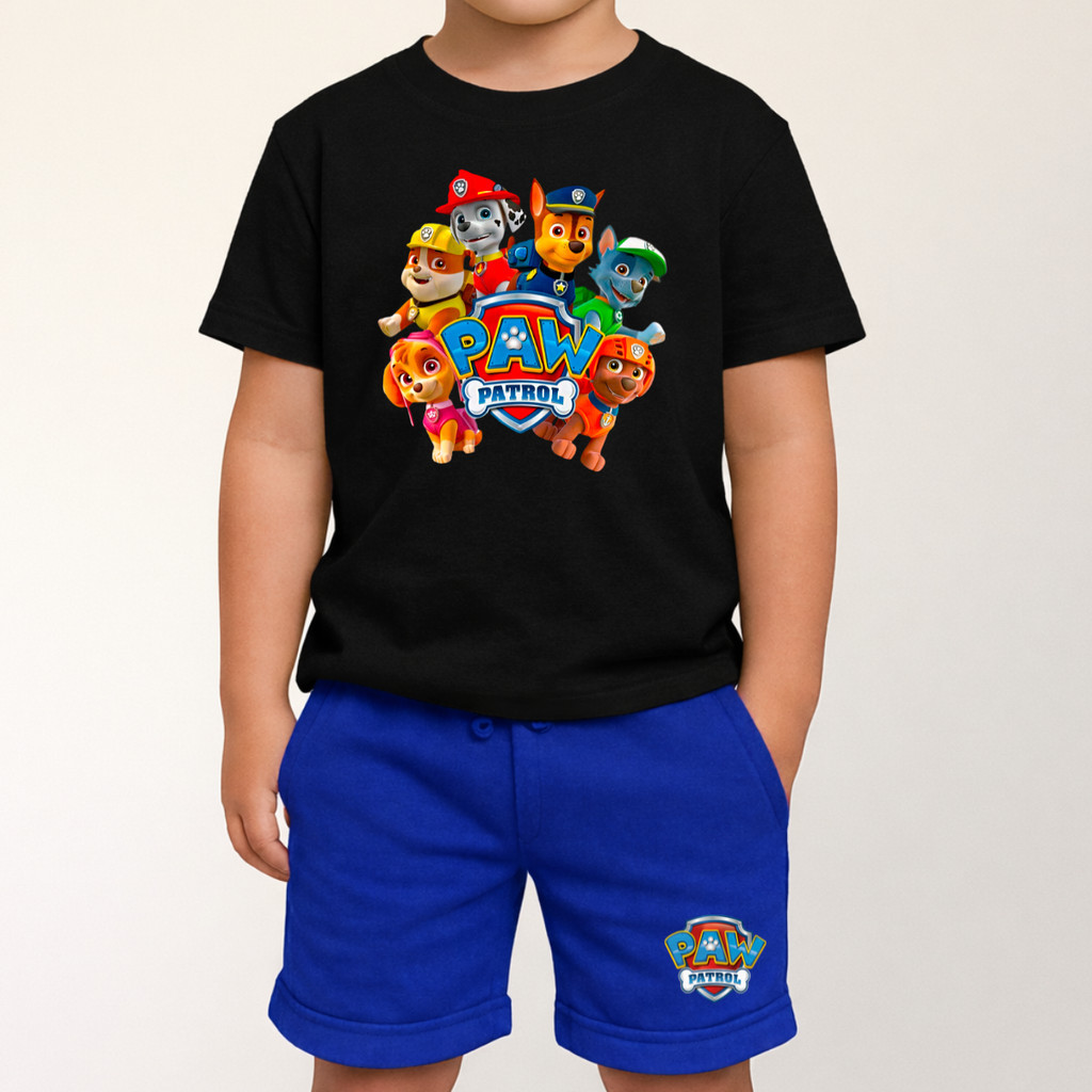 Conjunto Juvenil Bermuda E Camiseta Estampa Patrulha Canina De Menino Infantil