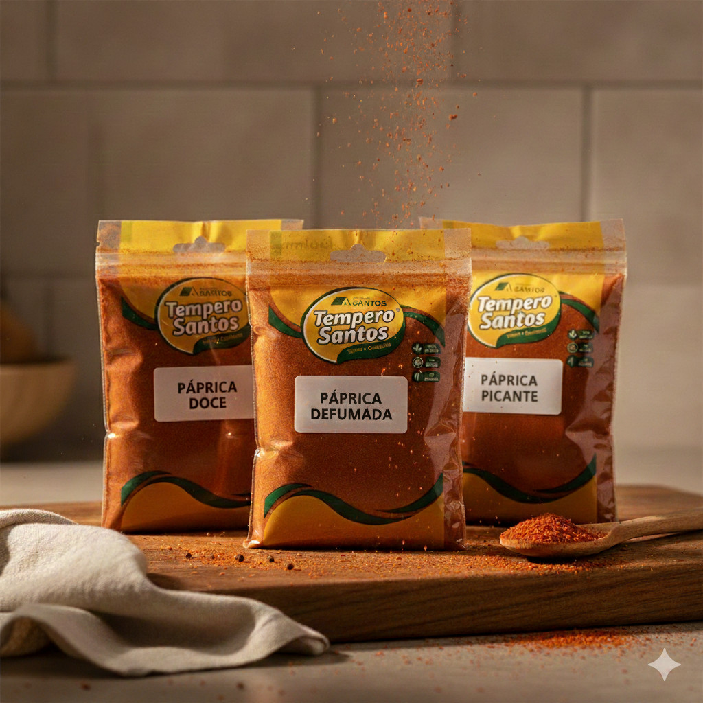 Kit Pápricas 3 Sabores - Páprica Doce 50g / Páprica Picante 50g / Páprica Defumada 50g – Tempero Santos