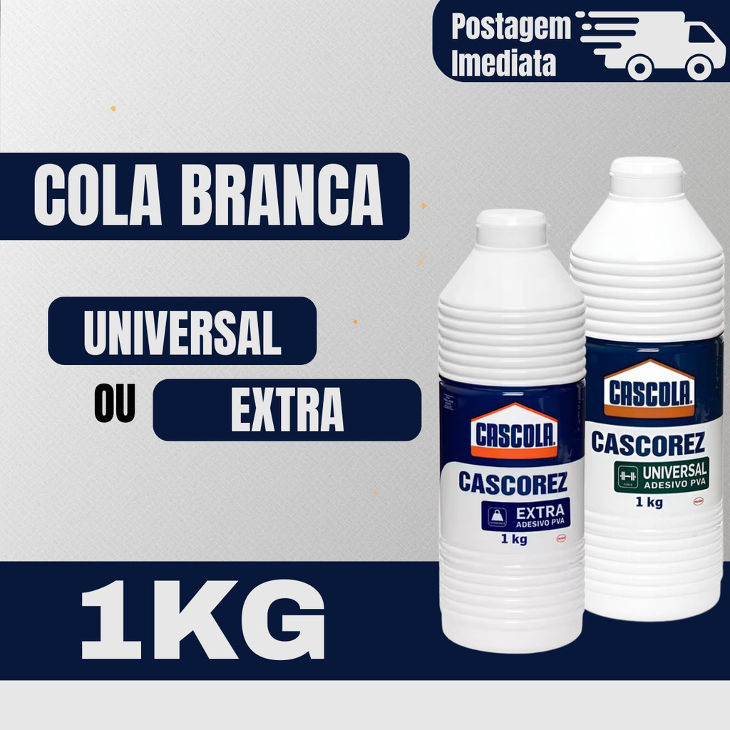 Cola branca madeira pva Extra Universal 1kg forte Cascola Cascorez Mdf Marcenaria Concreto Slime