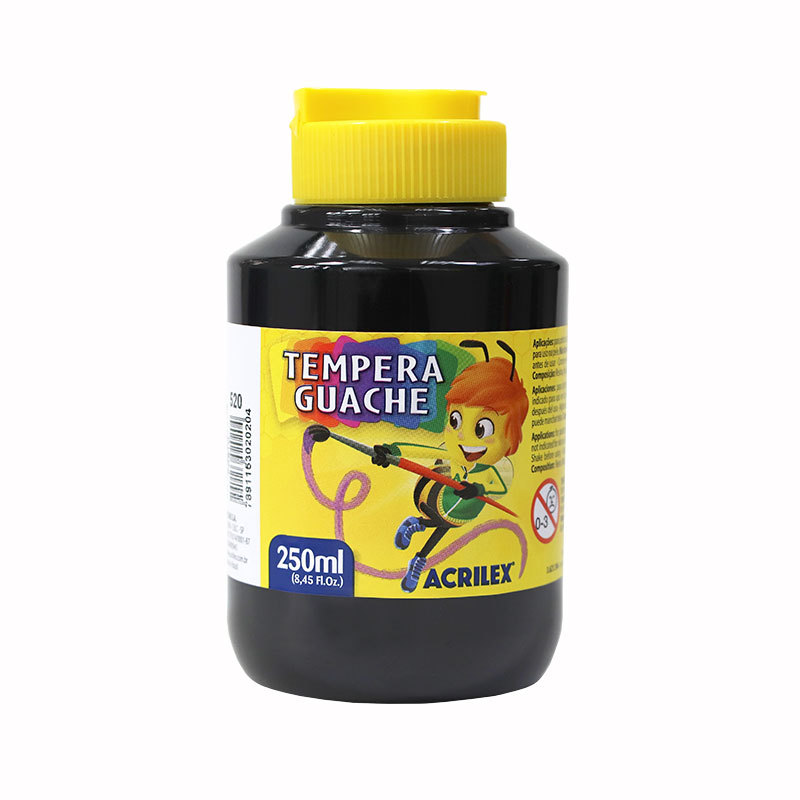 Tinta guache Preto 250ml 520 Acrilex em Oferta na Shopee