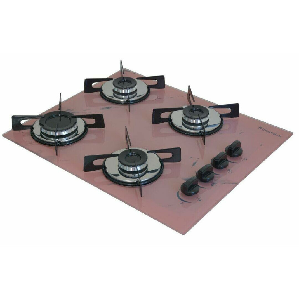 Fogão de mesa de vidro fogão cooktop chamalux ROSA 4 bocas ultra chama - envio imediato