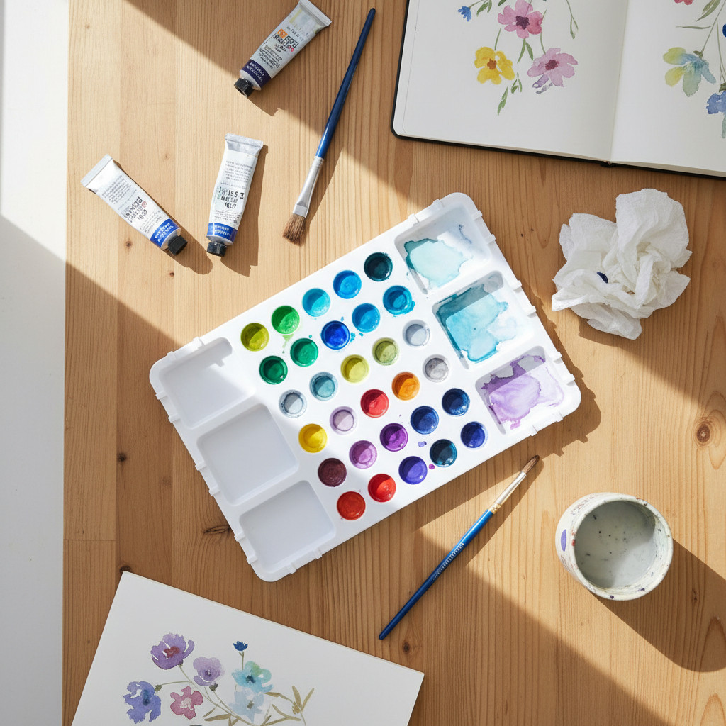 Godê Paleta Pintura 41 Cavidades Porta Tinta Pincel Artista