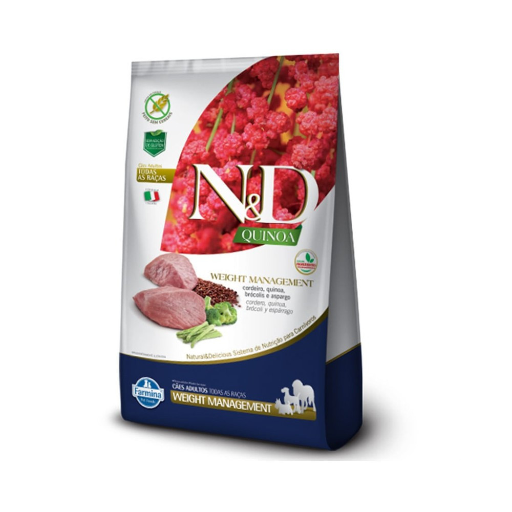 Ração Farmina Weight Management Cordeiro para Cães Adultos de Todas as Raças 10,1Kg N&D Quinoa