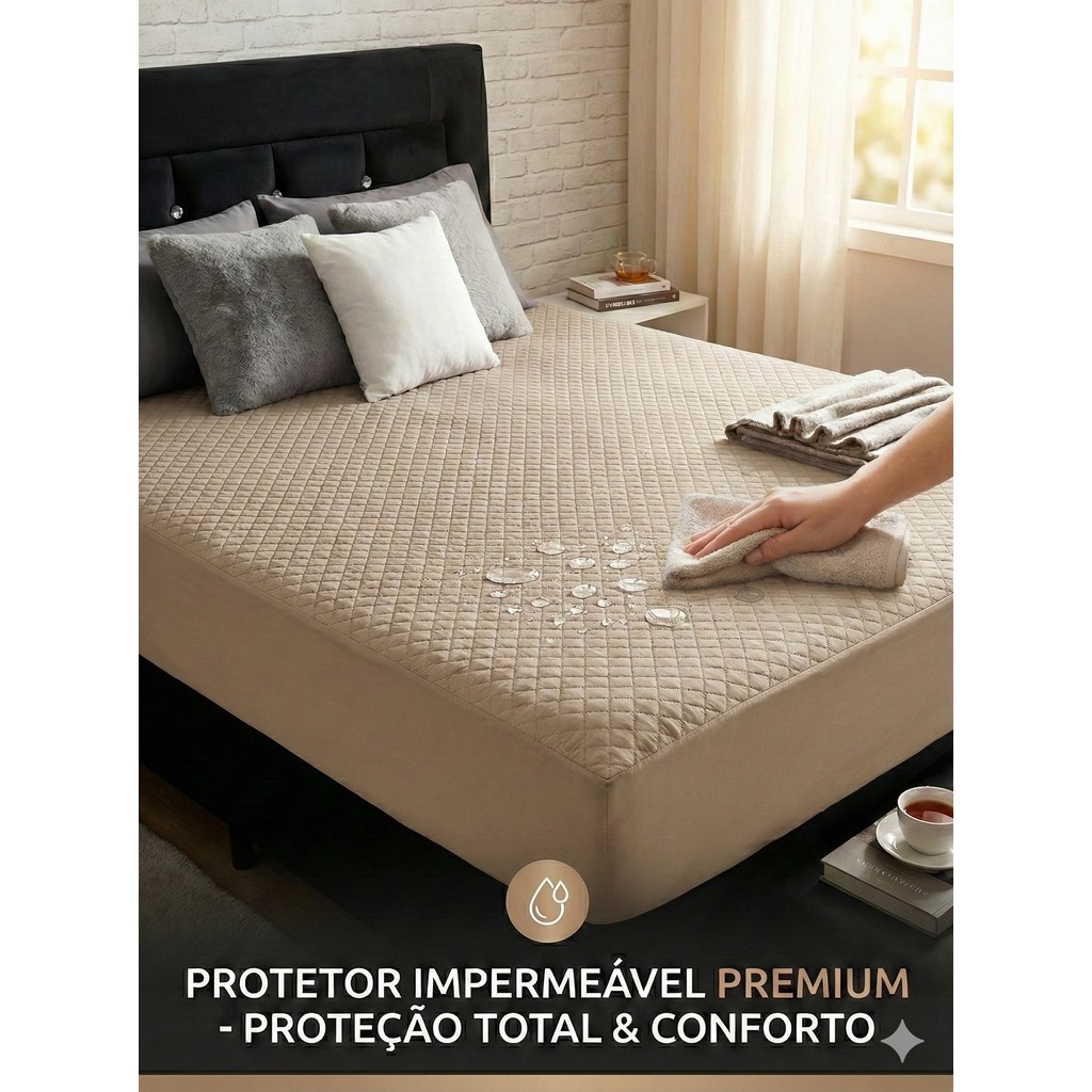 Protetor Para Colchão Impermeável Matelado Com Elástico 2 Fronhas Solteiro Casal Queen King Antialérgico Macio Confortáv