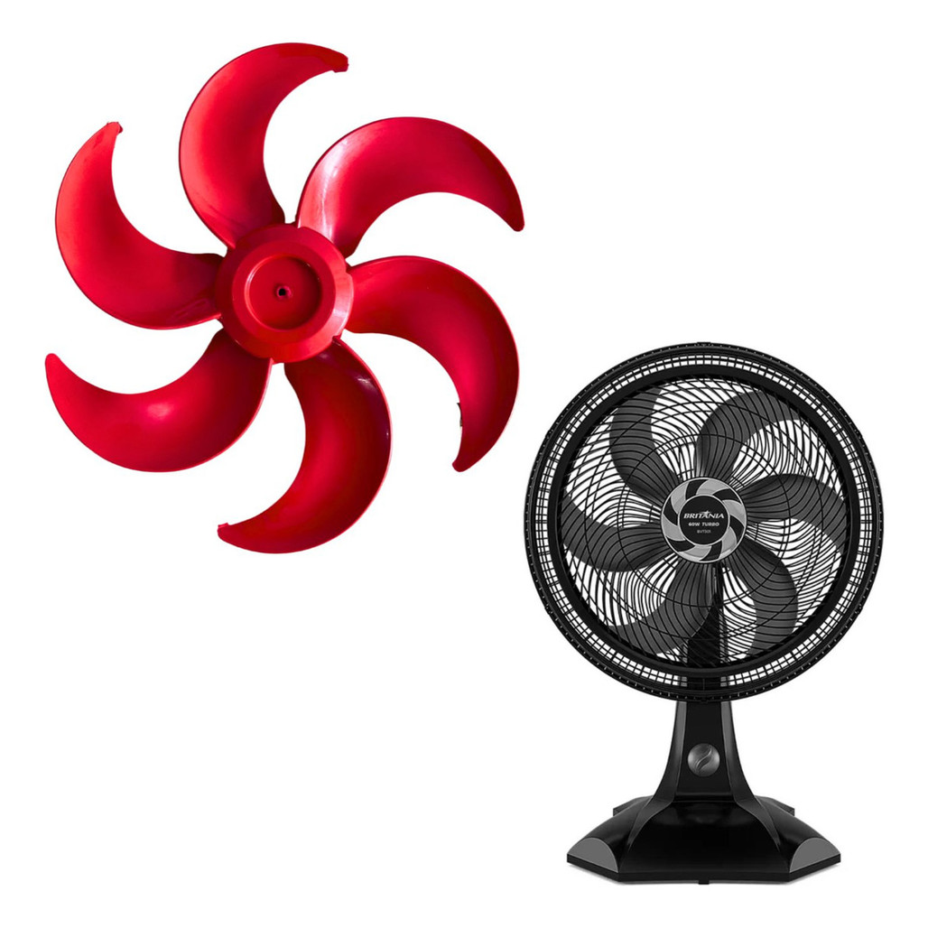 Hélice Para Ventilador Britania 40cm 6pás Vermelho Reforçada em Oferta na Shopee