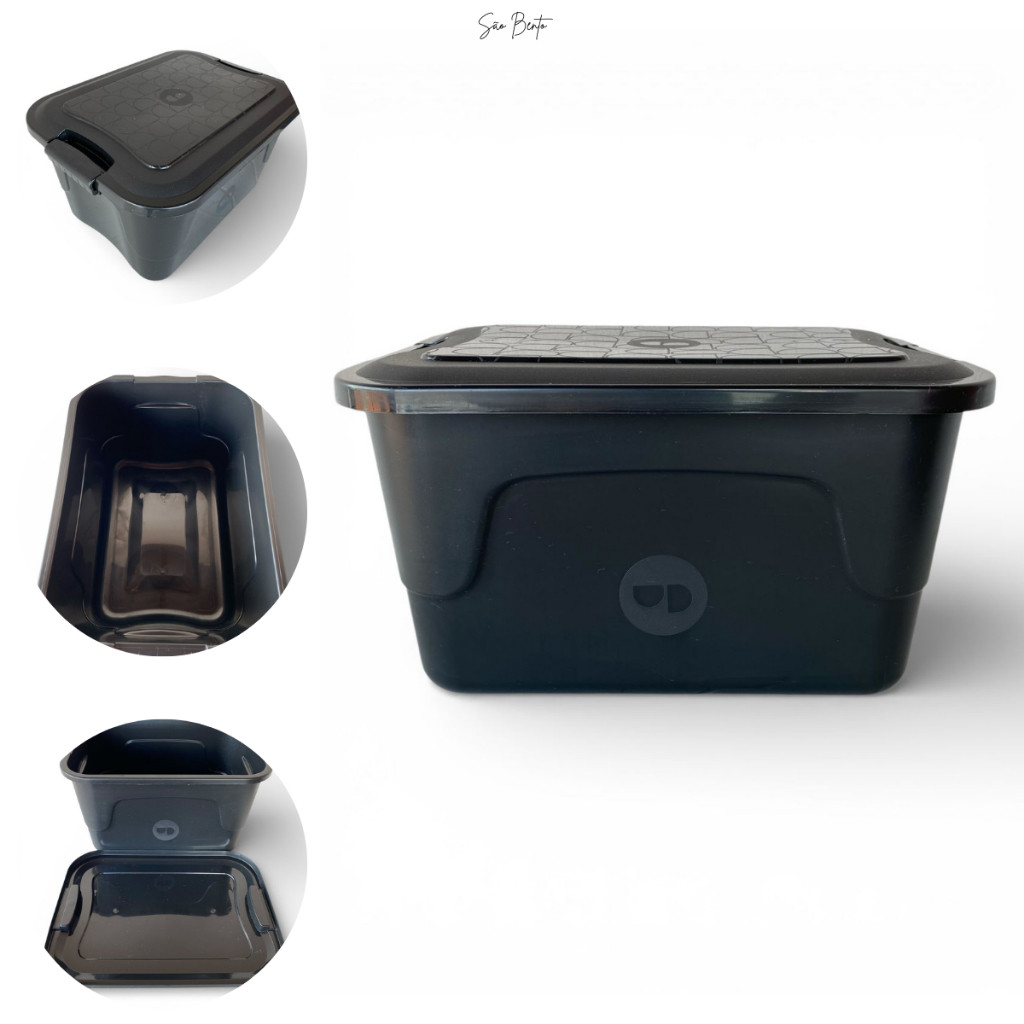 Kit Caixa Organizadora Black 15L C/ Trava - Resistência Máxima, Fácil Limpeza - Use em Armazéns, Closets e Cozinhas