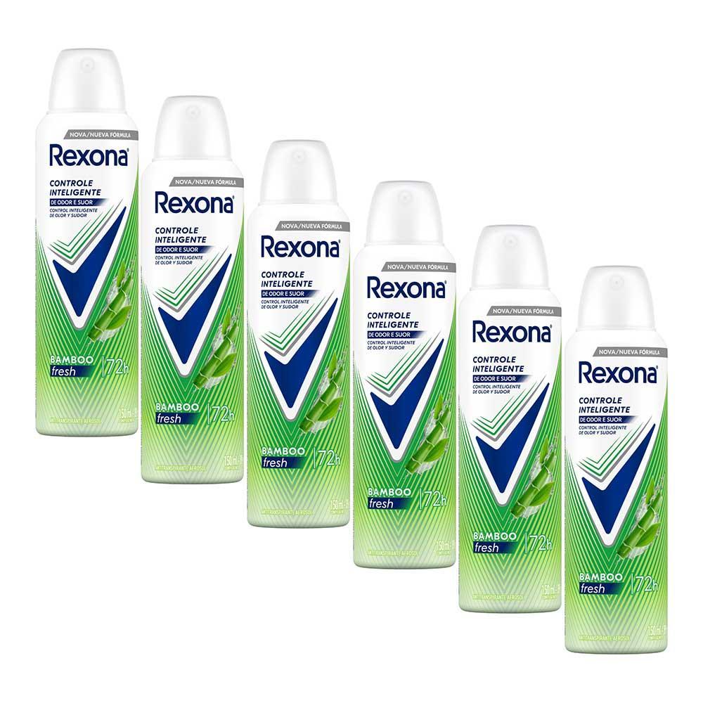 Kit 6 Desodorantes Rexona Motionsense Antitranspirante Aerossol Stay Fresh Bamboo + Aloe Vera 150ml em Oferta na Shopee