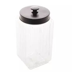 Porta Mantimento Lyor Vegas de Vidro com Tampa Preto 2.3L para Cozinha Alimentos Organizador Despensa Decoração Casa Top