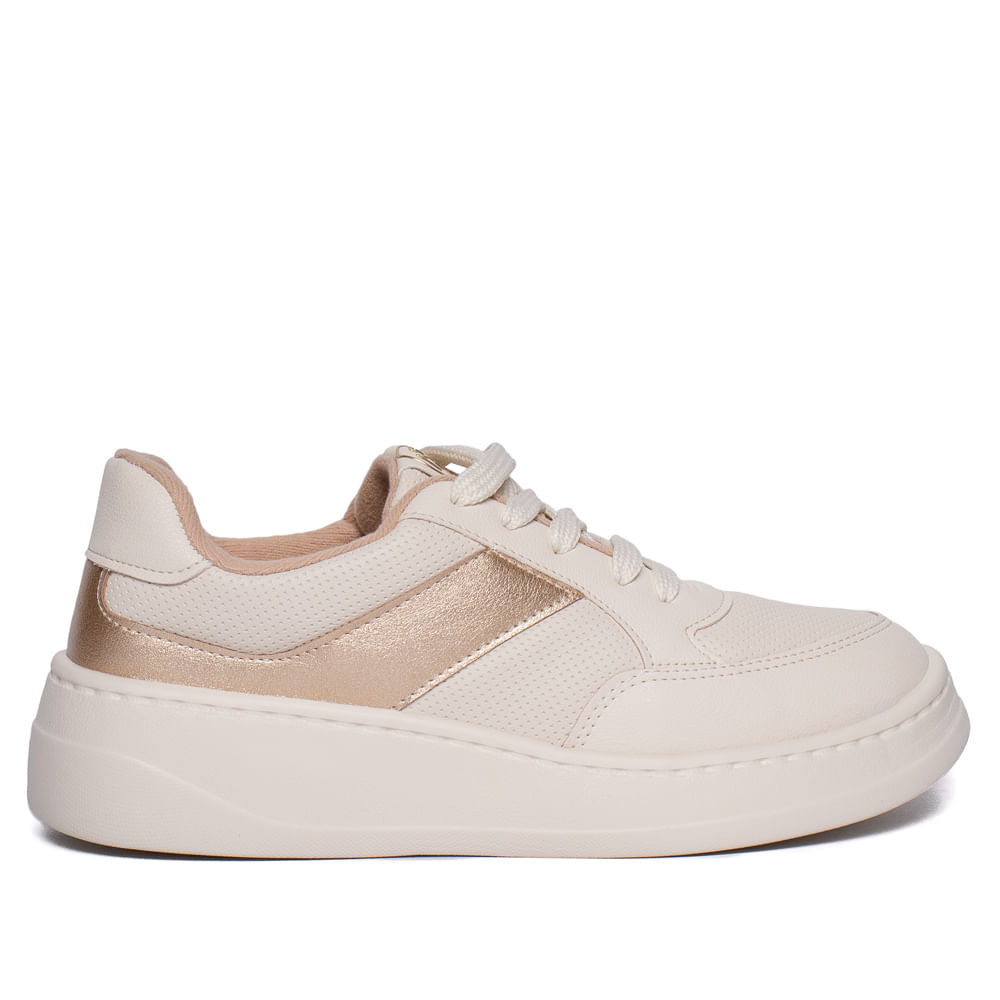 Tênis Feminino Modare Napa Flatform Branco Off/Dourado em Oferta na Shopee