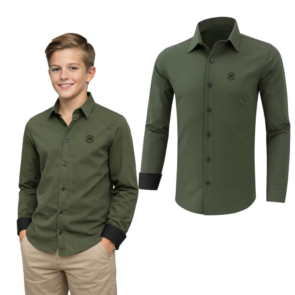 Camisa Infantil Social Manga Longa Confortável