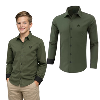 Camisa Infantil Social Manga Longa Confortável em Oferta na Shopee