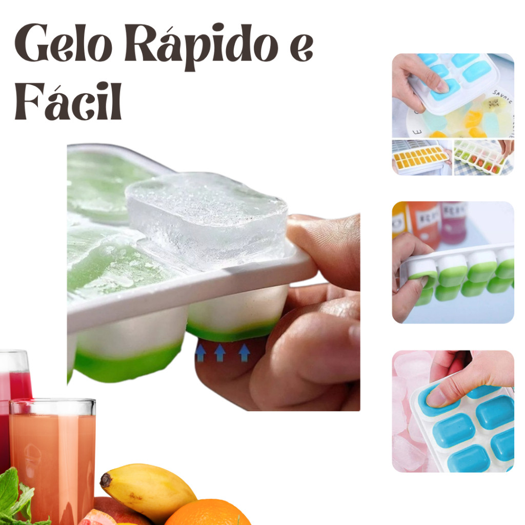 Forma de Gelo Cuba Fundo Silicone Flexível Cubos Picolé Forminha Geladeira Gelatina Sobremesa Drink