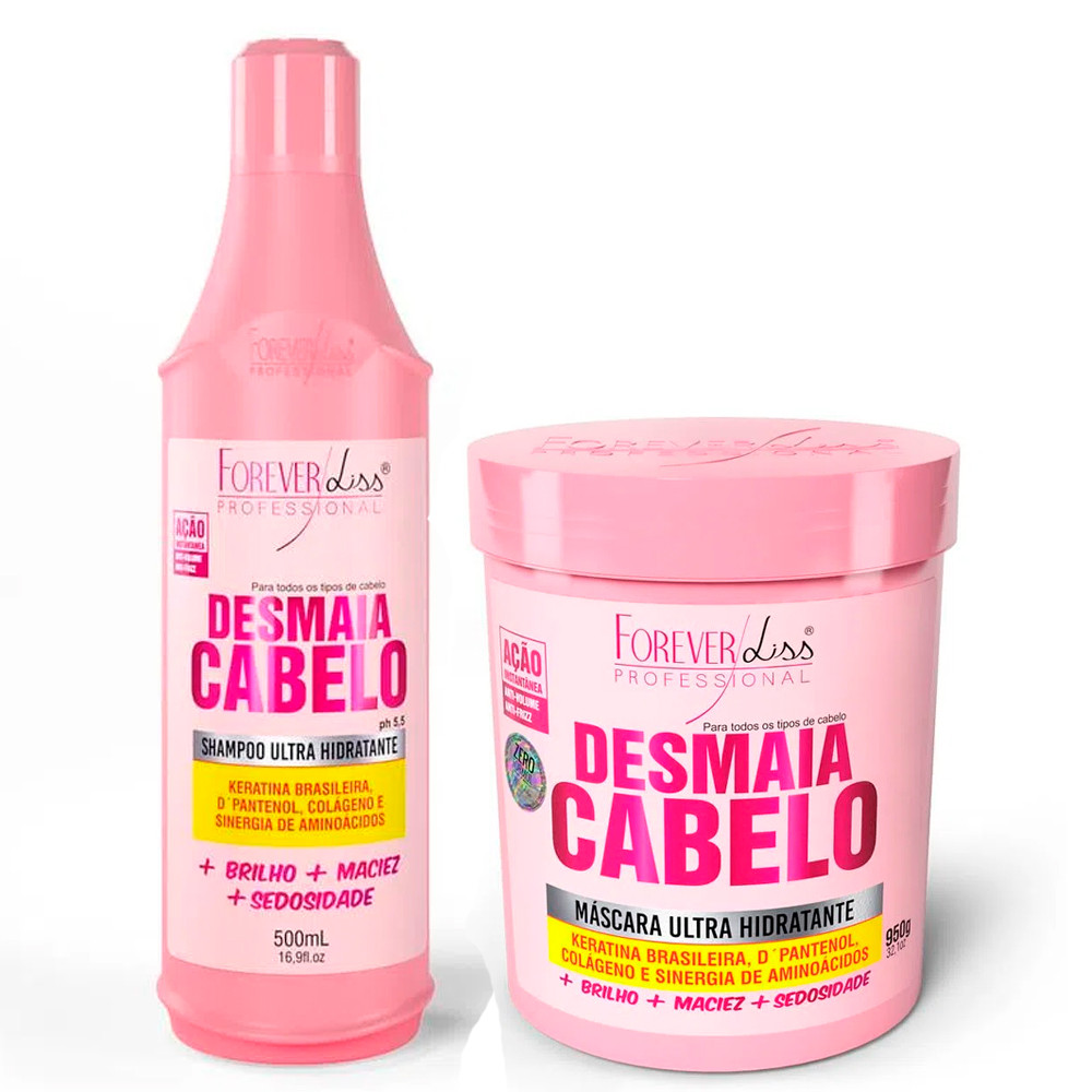 Kit Profissional Desmaia Cabelo Shampoo 500ml e Mascara 950g Forever Liss