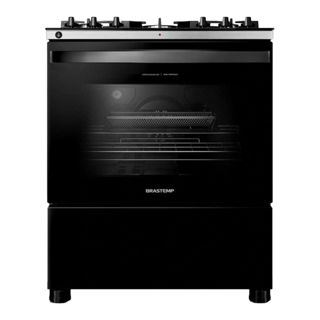 Fogão Brastemp 5 Bocas Preto Com Mesa de Vidro, Função Air Fryer e Turbo Chama - BFS5LAE em Oferta na Shopee