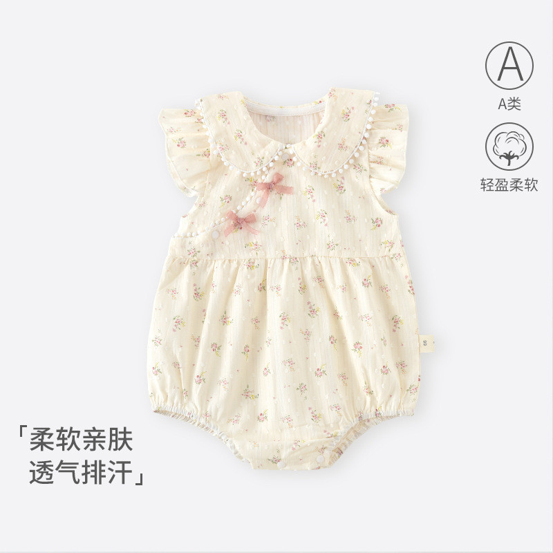Macacão de bebê roupas de verão bebê recém-nascido menina macacão princesa Floral mês inteiro cem dias verão macacão