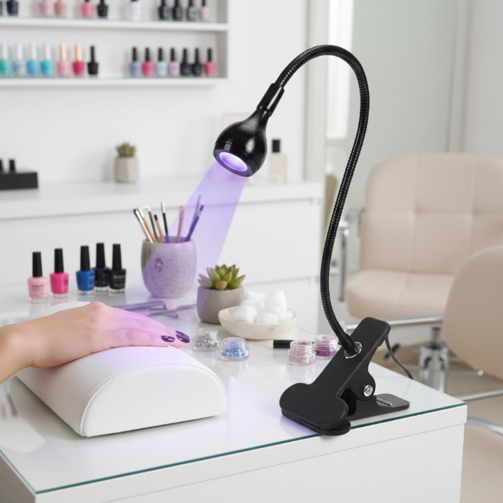 Mini Lâmpada LED UV USB para Unhas com Clipe Flexível de Mesa para Secagem de Gel UV