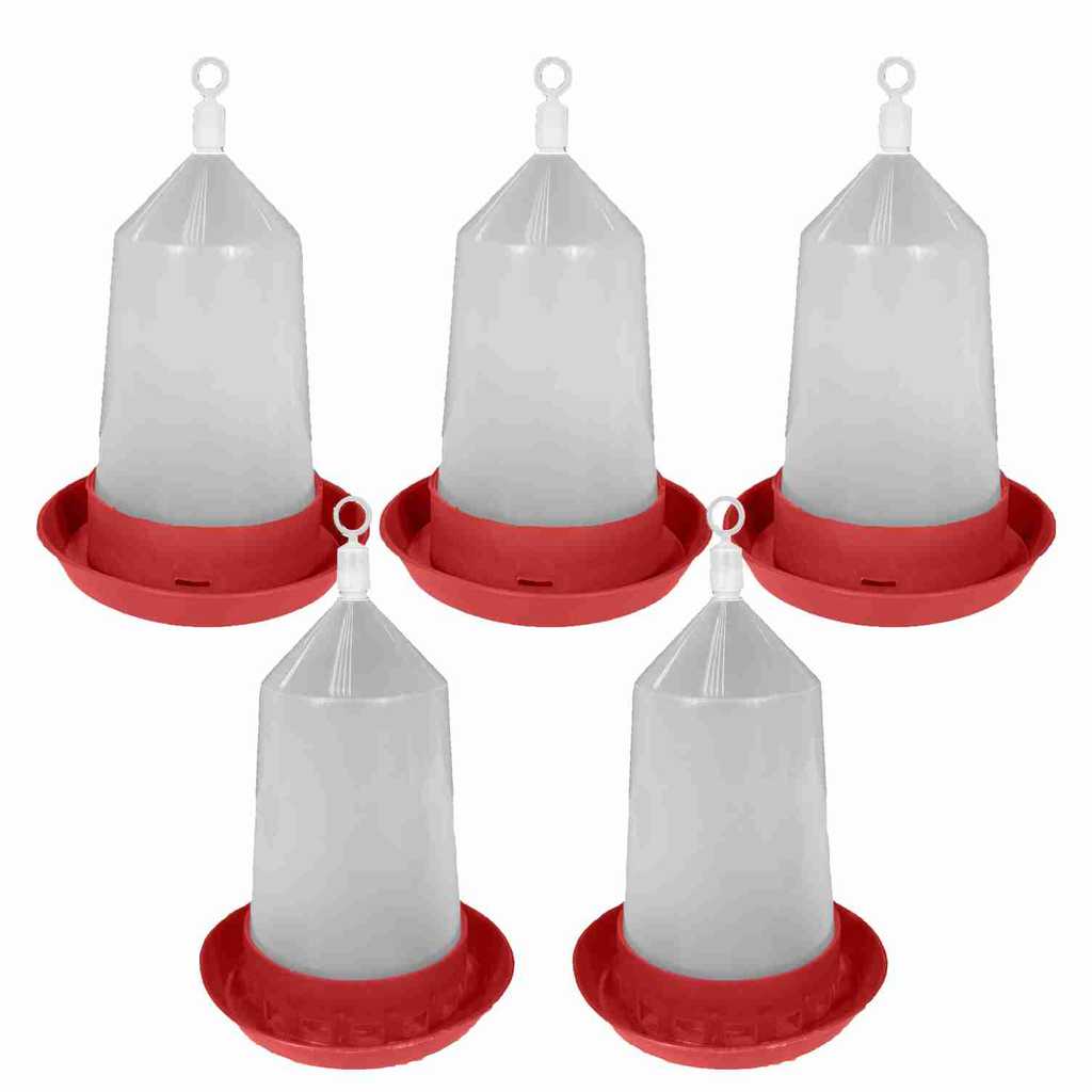 Kit 3 Bebedouros e 2 Comedouros Aves Galinha Codorna 750ml