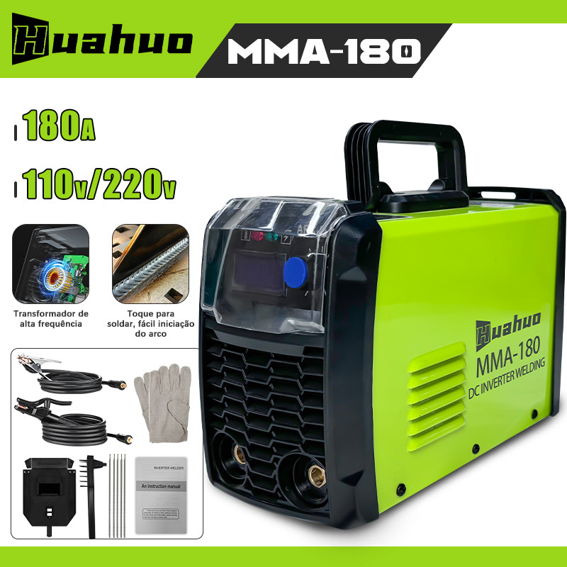MMA-180 Máquina De Solda Portátil Inversora 110V /220V IGBT Tecnologia Display Digital Com Acessórios em Oferta na Shopee