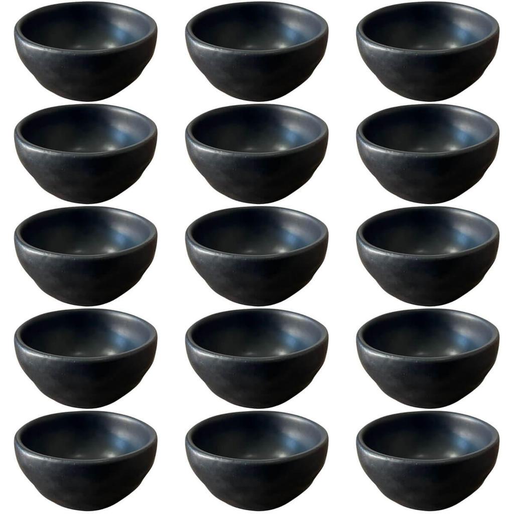 Kit 15 Ramequins Molheira 50ml Cerâmica Orgânico Preto Buffet Restaurante Porto Brasil