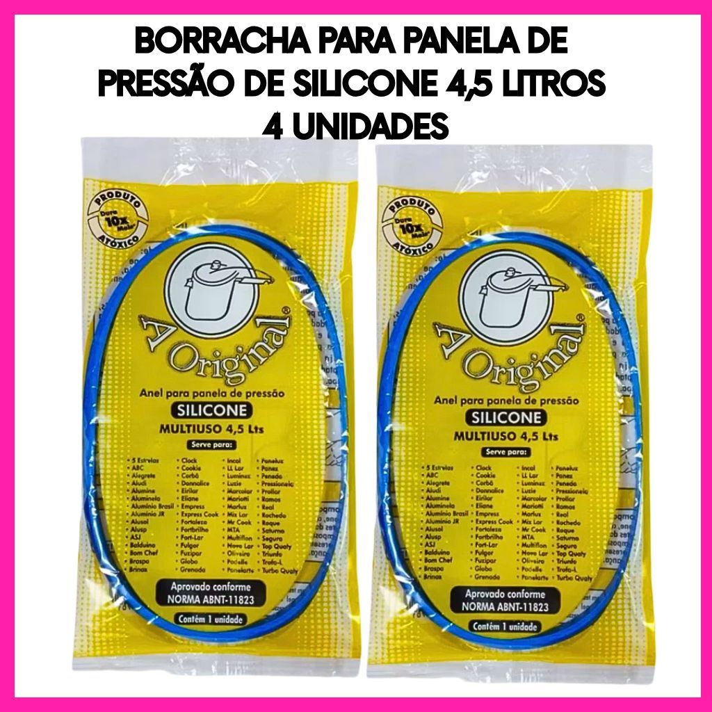 Borracha Panela de Pressão 4,5 Litros Silicone Universal–Reposição Vedação 4 Unidades