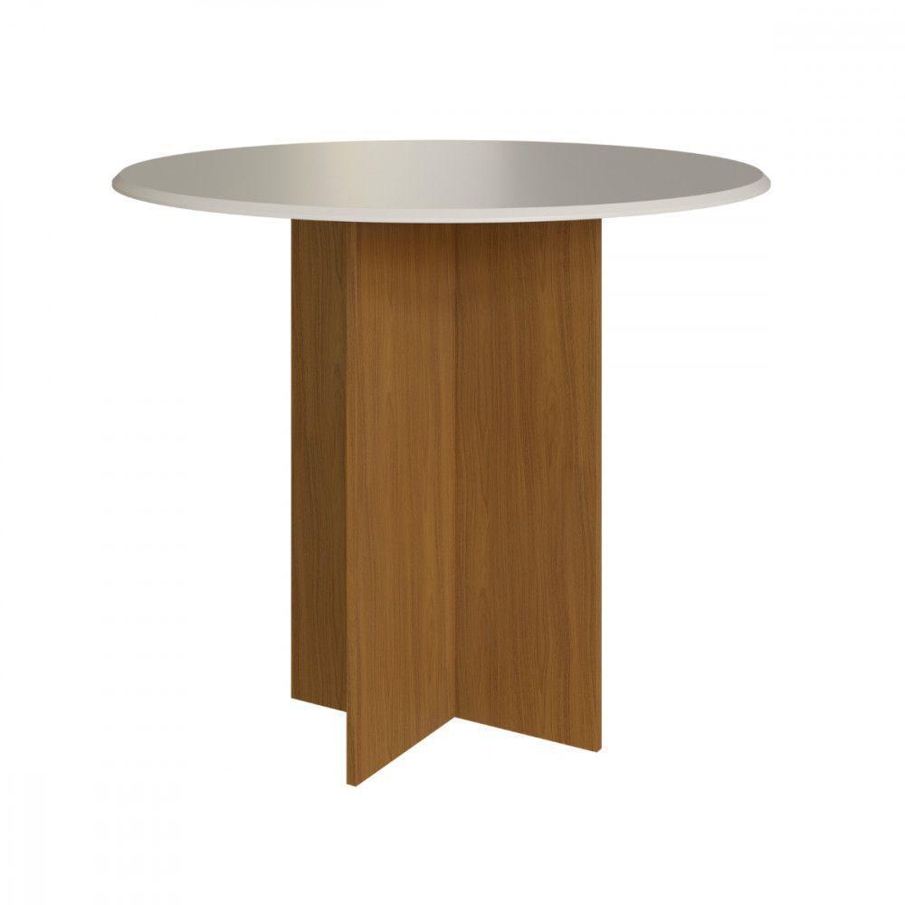 Mesa De Jantar Redonda 90x90 Aline Freijo Off White Indekes em Oferta na Shopee