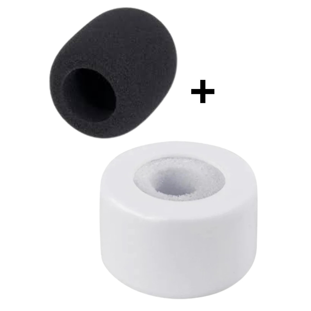 Canopla Microfone Redondo + Espuma para SM58 e similares Shure, Sennheiser, Leson, TSI, importados