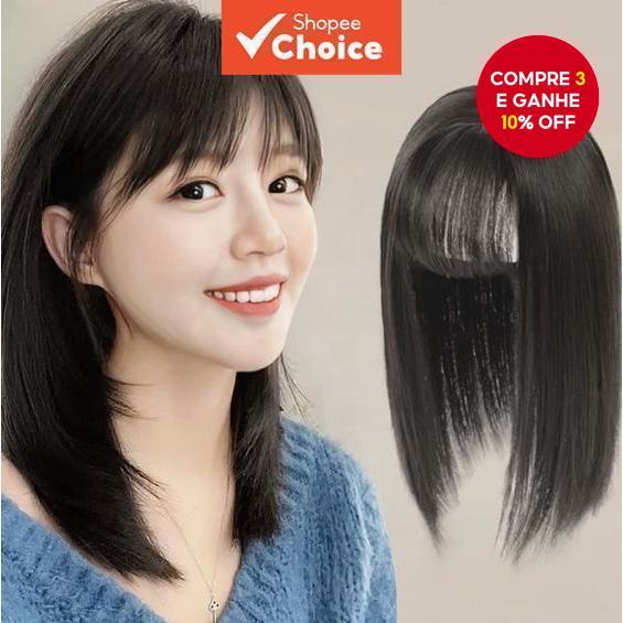 Topper De Cabelo Com Franja 3D , Peça Humano Natural Para Mulheres , Cobertura Desbaste
