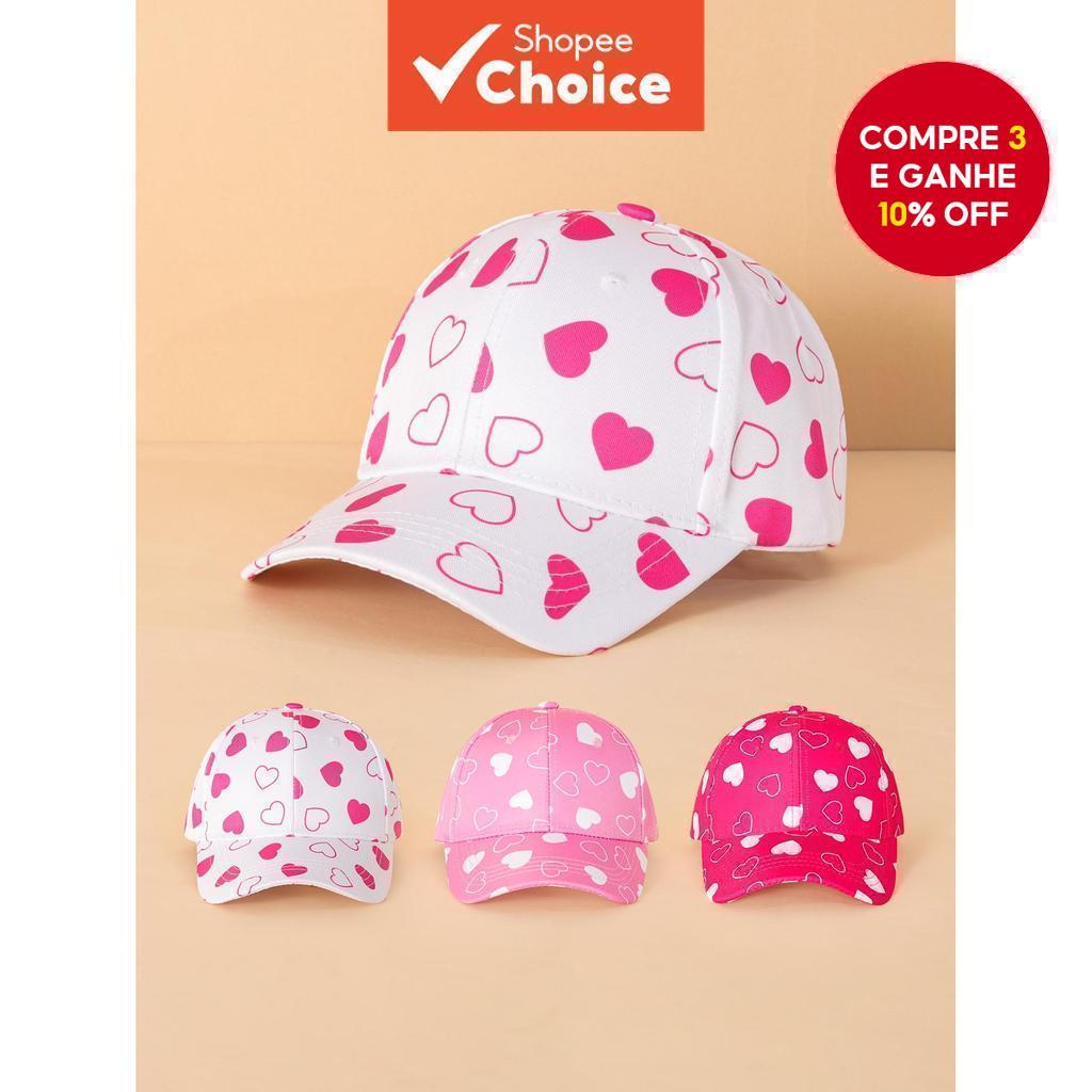 Boné De Beisebol Com Estampa De Coração De 1 Unidade Para Meninas , Lindo Chapéu De Sol Ajustável Atividades Ao Ar Livre