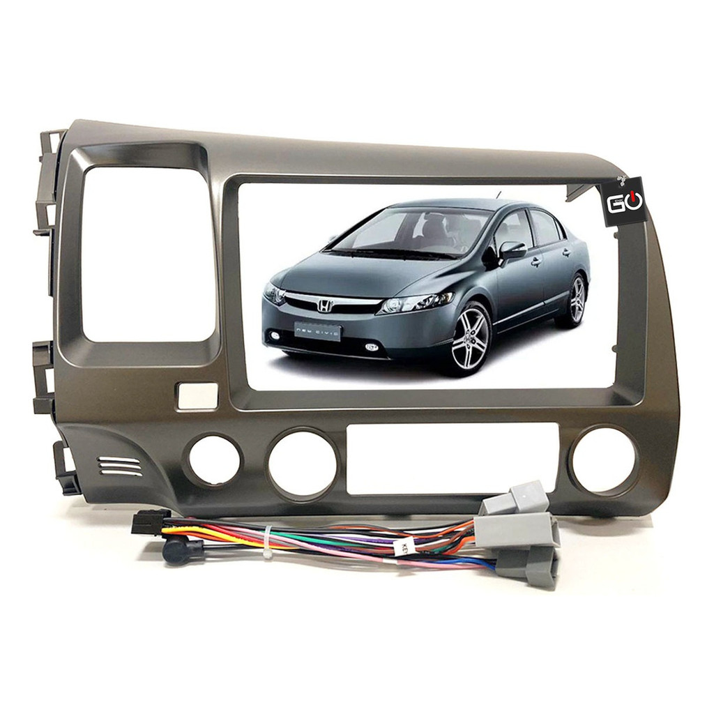 Moldura 2din Painel New Civic 9 Polegadas + Chicote Ligação