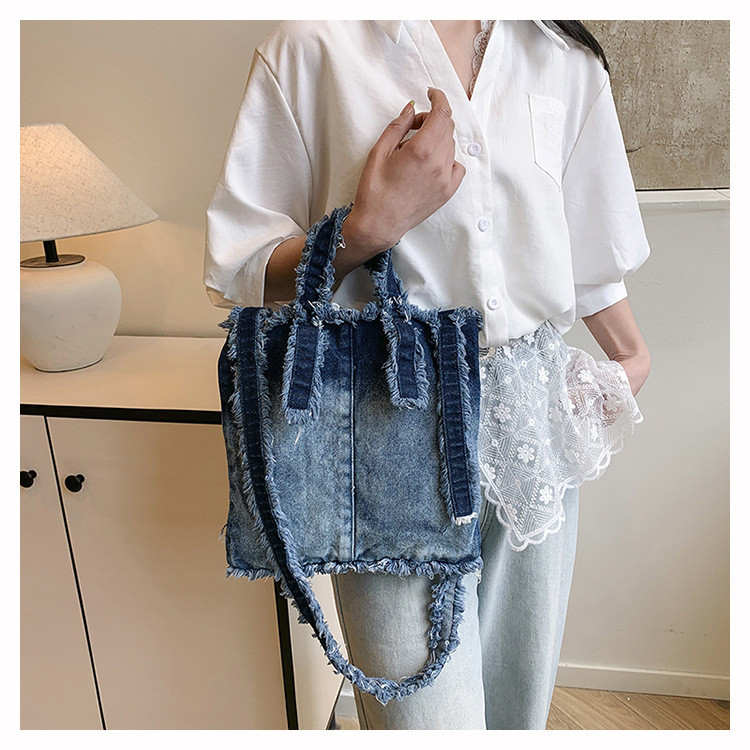 Bolsa jeans sacola bolsa de ombro feminina bolsa de lona portátil bolsa Crossbody