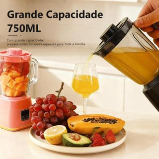 Liquidificador Portátil 750ml – 10 Lâminas Turbo, Recarregável USB com Segurança Inteligente top em Oferta na Shopee