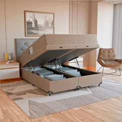Cama Box Baú Queen + Colchão Prime Espuma D45 158x198cm