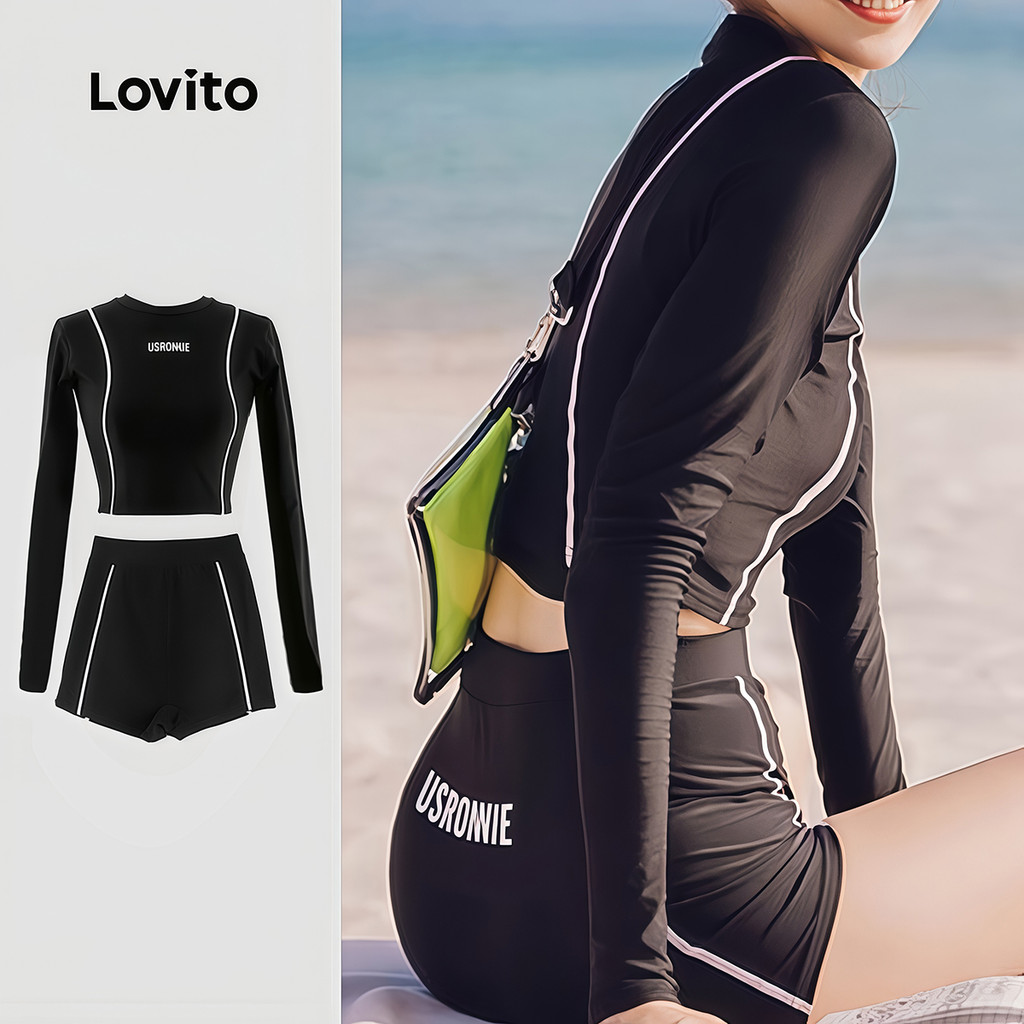 Lovito Esportivo Cores Contrastantes Padrão Requintado Estilo Primavera/Verão 1 para Mulheres LNE134033