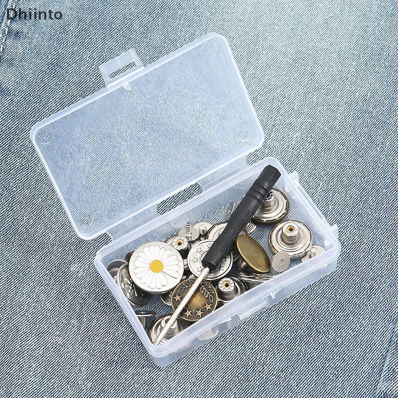 [Dhiint] 10/20 Unidades De Botões Jeans De Metal Com Chave De Fenda 17 Mm Kit De Reparo De Parafuso Sem Costura Removíve