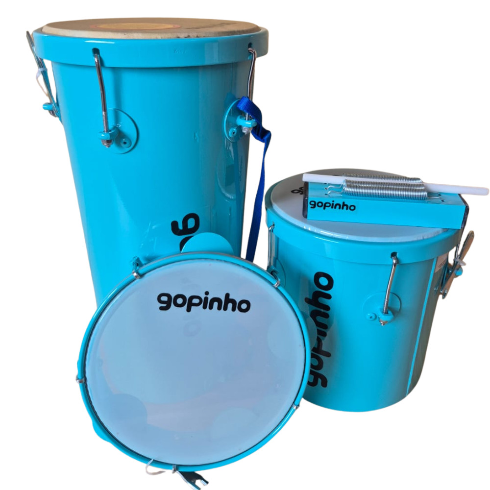KIT PERCUSSÃO INFANTIL PANDERO 8" + REBOLO RECO E REPIQUE VERDE