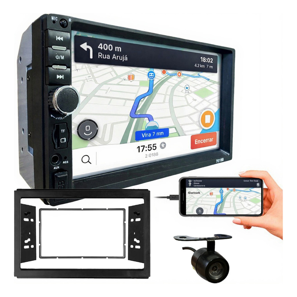 KIT CENTRAL MULTIMIDIA MP5 7 POL CÂMERA DE RÉ COBALT ONIX 2013 A 2018 em Oferta na Shopee