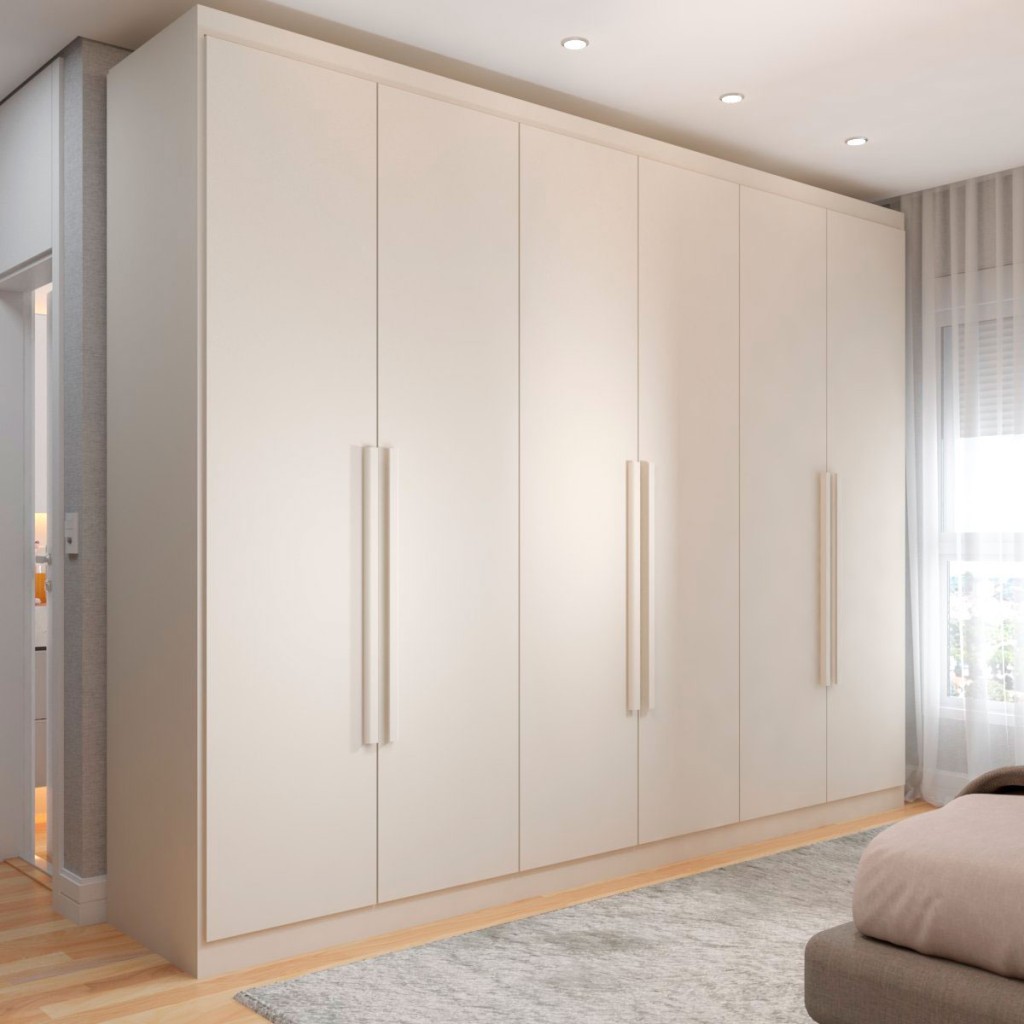 Guarda-Roupa Casal Madalena 6 Portas 4 Gavetas 100% Mdf Off White - Panorama Móveis em Oferta na Shopee