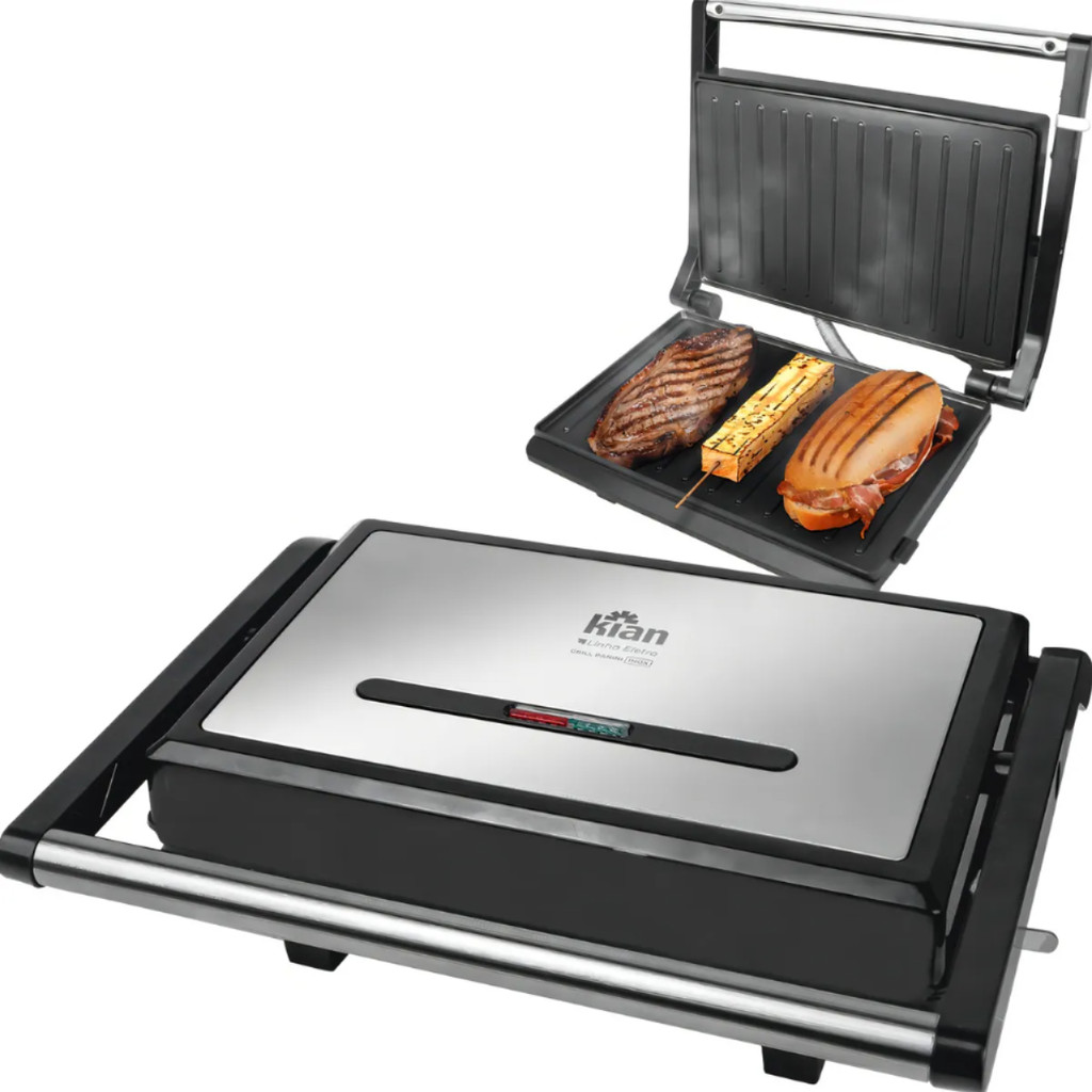 Sanduicheira Gril Panini Inox Kian 1200w 220v Preto 24499