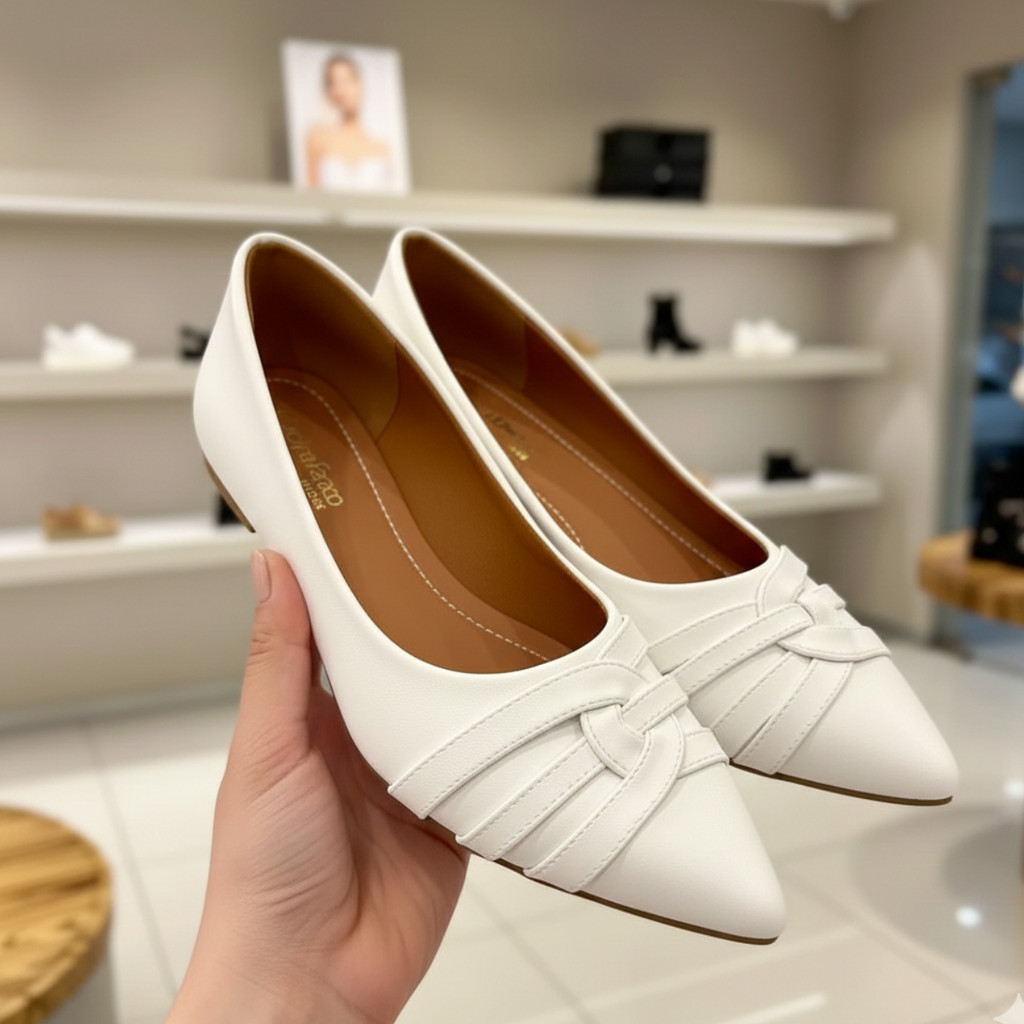 Sapatilha 35 Feminina Bico alongado Super Confortável Ultima Moda Elegante Trabalho Fashion