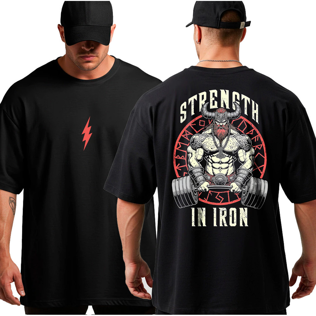 Camiseta Camisa Oversized Academia Top para Musculação Viking Gym Streetwear Masculina 100% Algodão Fit Academia Geek