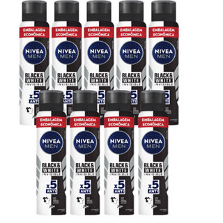 Kit Desodorante Aerosol Nívea Black & White Masculino 200ml - 9 unidades em Oferta na Shopee