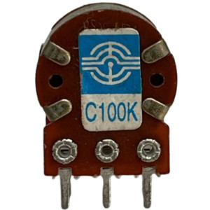 KIT COM 04 PEÇAS - POTENCIOMETRO DUPLO 100K LOG REVERSO SEM CHAVE 16MM EIXO ESTRIADO C100K PCI 100K (SEM PORCA)