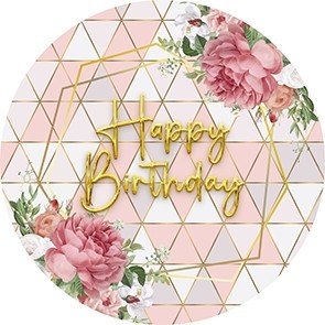 Capa Painel Festa Rosa Happy Birthday Redondo 50cm em Oferta na Shopee