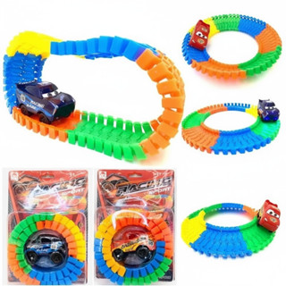 Carrinho Pista Maluca Relâmpago McQueen Com Led Trilha Maluca 56 Peças 2 Cores Diferentes Vermelho Azul em Oferta na Shopee