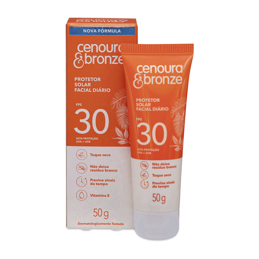 Protetor Solar Facial Cenoura & Bronze FPS30 50g em Oferta na Shopee