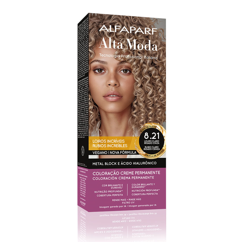 Tintura Alta Moda Louro Claro Irisado Cinza 8.21 em Oferta na Shopee