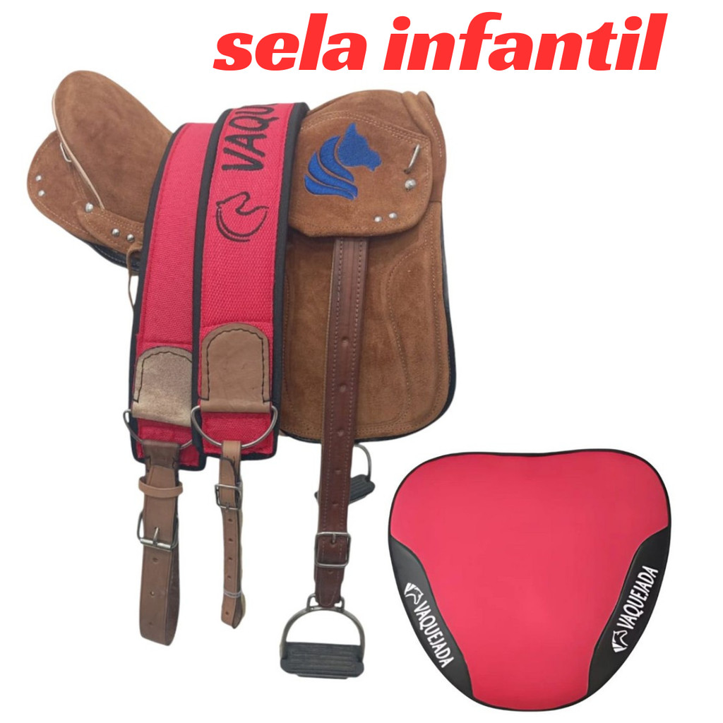 Sela De Cavalo vaquejada Infantil Completa Passeio 12 Polegada Whisk