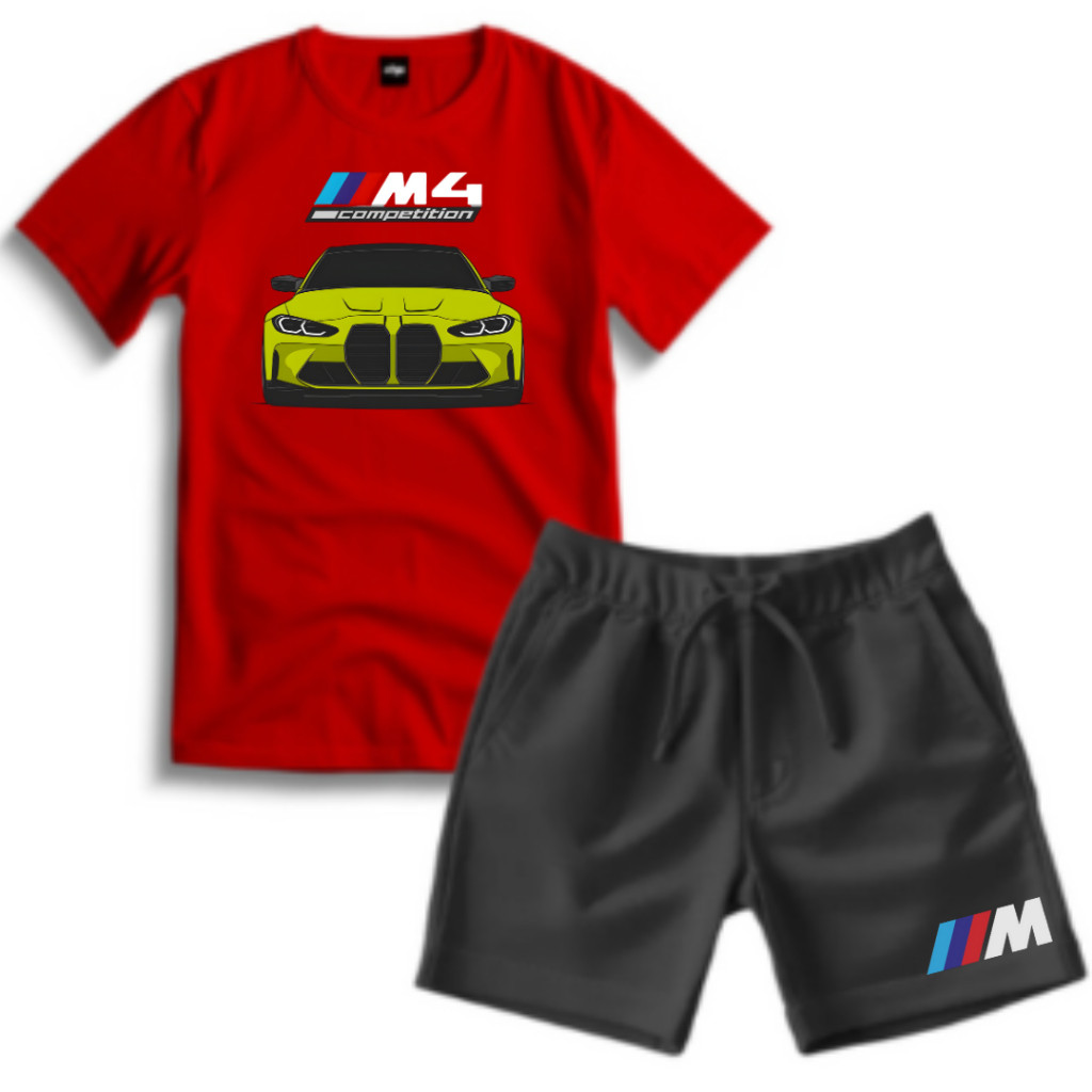 Kit - Camiseta com Short Masculino Estampado BMW Infantil Juvenil BMW M4