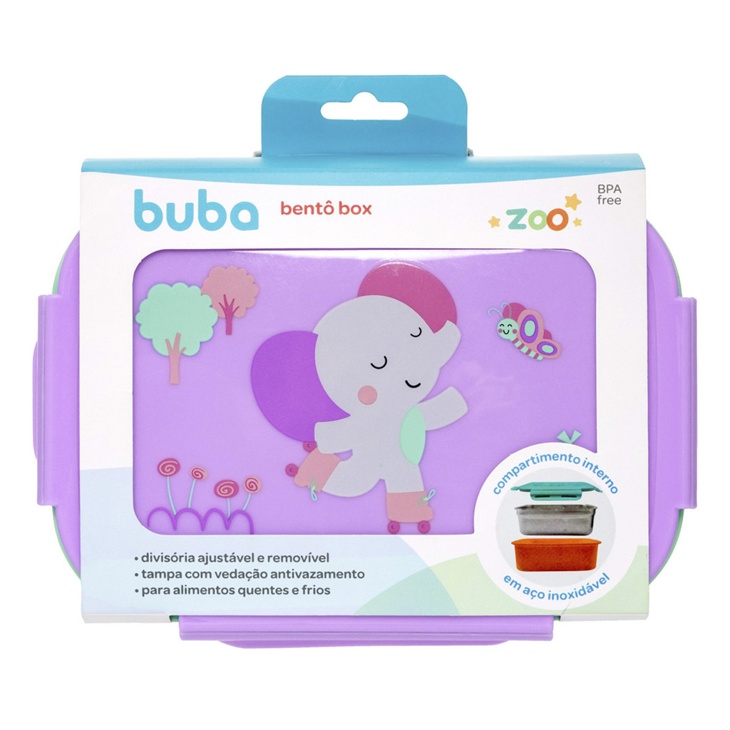 Lancheira Bentô Box com Divisórias Buba Zoo Elefante em Oferta na Shopee